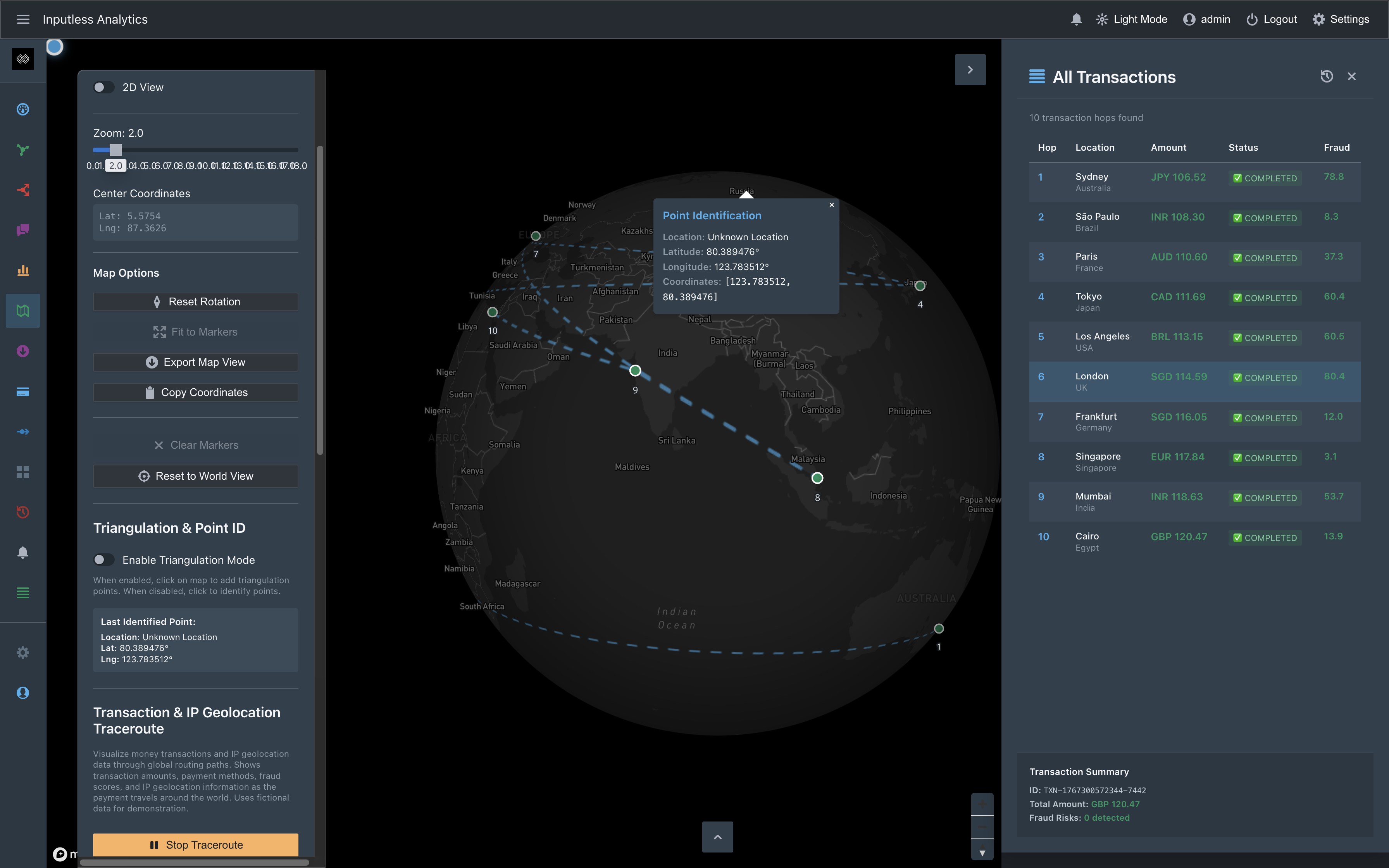 Tracing IP and World Map Transaction